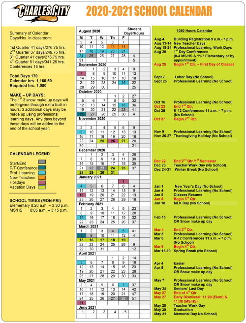 School calendar Articles Charles City Community Schools